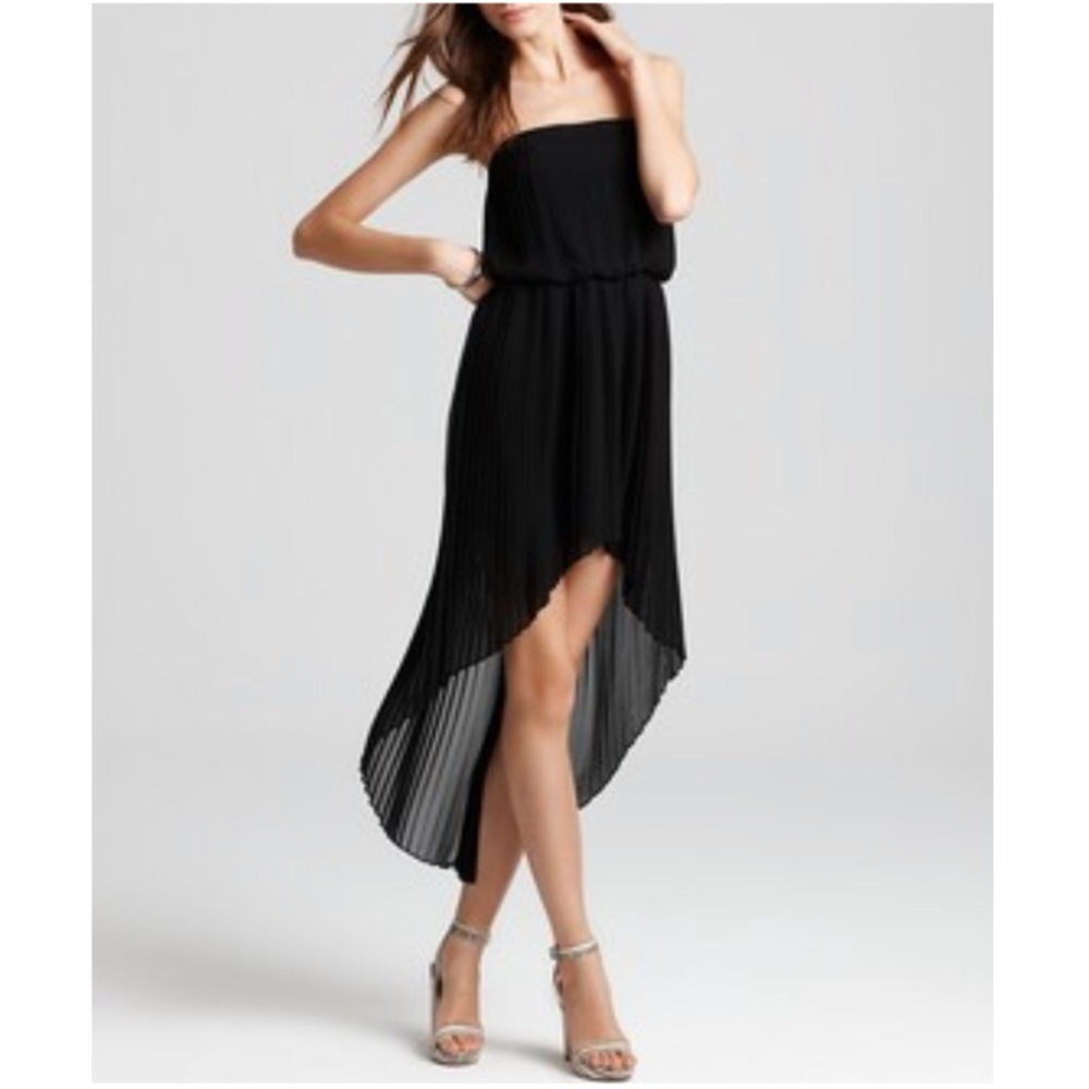 BCBG Strapless pleated hi low dress size small LBD